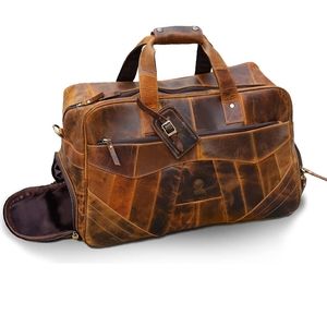 Rustic Town Brown Leather Duffle Bag - Weekender Bag
